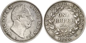 INDIEN. 
British - East India Company. 
William IV. 1830-1837. One Rupee 1835 RS inkus, Kalkutta. K.M. 450.7. . 

R ss