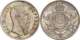 MEXIKO. 
Maximilian 1864-1867. 1&nbsp;Peso 1866 Mo Mexico City. KM&nbsp; 388.1. . 

ss-vz