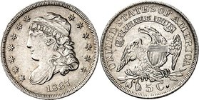 USA. 
KURSMÜNZEN. 
USA seit 1776. 5 Cent- Half Dime 1837Ag Liberty Cap. KM&nbsp; 47. . 

vz