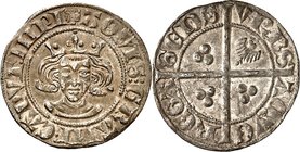 Aachen-Stadt. 
z.Z. Wilhelm I. von Jülich (Pfandbesitz) 1356-1361. Doppelsterling 1,86g. Gekr. Brb. v.v. (Leg.-Trenner 3-Punkt) Adler AQVIS. GRANI. C...