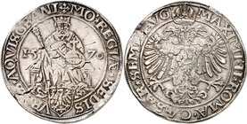 Aachen-Stadt. 
z.Z. Maximilian II. 1564-1576. Reichstaler 1570. Thronender Karl d. Gr. / Gekr. Doppeladler. Krumb.&nbsp; 101.70.1, Men.&nbsp; 134a, D...