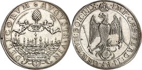 Augsburg-Stadt. 
z.Z. Ferdinand II. 1619-1637. 1/2 Reichstaler 1627 Stadtansicht / Gekr. Doppeladler. Forster&nbsp; 205. \i. 

winz. Schrf.,vz