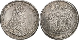 Bayern. 
Maximilian II. Emanuel 1679-1726. Taler 1694. Geharn. Brb. n.r.&nbsp;/ Patrona Bavariae mit Kurwappen. Hahn&nbsp; 199, Witt.&nbsp; 1645, Dv....
