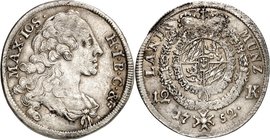 Bayern. 
Maximilian III. Joseph 1745-1777. 12 Kreuzer Landmünze 1752, München. Drap. Brb. n.r.&nbsp;/ Kurwappen in Ordenskette. Hahn&nbsp; 296. . 
...