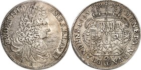 Brandenburg-Preussen. 
Friedrich III. 1688-1701. 2/3 Taler 1693 BH Minden. Büste m. Umhang n.r. / Verziertes Wappen unter Kurhut. v.Schr.&nbsp; 272, ...