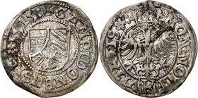 Kempten-Stadt. 
z.Z. Maximilian I. 1493-1519. Halbbatzen 1515. Gekr. Doppeladler über K. Us. .&nbsp;MON&nbsp;. MO&nbsp;: CI-VITATIS Rosette&nbsp;:&nb...