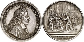 Köln-Erzbistum. 
Josef Clemens von Bayern 1688-1723. Medaille o.J.(1722) (vmtl.v.H.le Breton) a.d.Taufe. Brustbild im Ornat n.r./ Der Erzbischof thro...