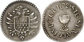 Köln-Freie Reichsstadt. 
z.Z. Leopold I. 1658-1705. Ratszeichen 1672 Stadtschild auf gekr. Doppeladler / SIG(num) SENAT(tus) CIVI(tatis) COL(oniensis...
