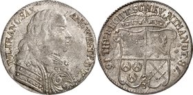 Lauenburg, Herzogtum. 
Julius Franz 1666-1689. 2/3 Taler 1678 Geharn. Brustb.n.r./ Wappen unter Fürstenhut. Dorfm.&nbsp; 112, Dv.&nbsp; 604. . 

vz...