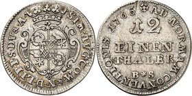 Lippe-Detmold. 
Simon August 1734-1782. 1765 Konventionsmünze, Mz. B. * S. Ovales Wappen mit seitlicher Verzierung / 4 Zeilen Wert, Mz. ohne Binnenkr...