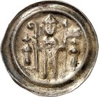 Magdeburg-Erzbistum. 
Albrecht von Käfernburg 1205-1232. Brakteat 0,73g Steh. Erzbischof mit Krummstab u. Fahne zw. 2 Türmen. Berger&nbsp; 1649, Slg....
