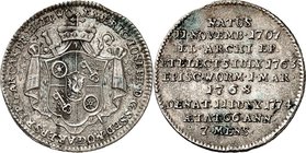 Mainz-Erzbistum. 
Emmerich Joseph, Freiherr von Breitbach-Bürresheim 1763-1774. 1/4 Konventionstaler (30 Kreuzer) 1774 8,47g, Mainz a.s.Tod. Gekrönte...