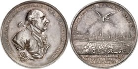 Mainz-Stadt. 
Medaillen 1806-2000. Medaille 1793 (v. Loos) auf die Einnahme durch deutsche Truppen. Brb. Friedrich Wilhelm II. v.Preussen n.r. / Blit...