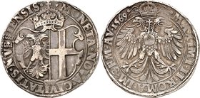 Neuss, Stadt. 
z. Z. Maximilian II. 1564-1576. Reichstaler 1569 Mzm. Johann Kreidtfisch. Gekr. Wappen / Gekr. Doppeladler. Noss&nbsp; 56a, Dv. 9595. ...