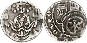 Osnabrück-Bistum. 
Ludwig v. Ravensberg 1297-1308. Pfennig 1,22g Osnabrück. Thronender Bischof v.vorn mit Stab u. Buch ohne Punkt/ .SSOVSO., Turm mit...