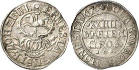 Osnabrück-Bistum. 
Ernst August von Braunschweig-Lüneburg 1662-1698. 24 Mariengroschen Feinsilber 1676 Grosse Helmzier/ Wert in 4 Zeilen. Dv.&nbsp; 4...