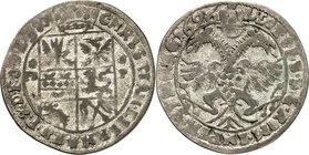 Ostfriesland-Grafschaft, seit 1654/62 Fürstentum. 
Christian Eberhard 1665-1708. Schilling (6&nbsp;Stuiver) 1696 FB-P, Esens. Us. mit P.&nbsp;&.&nbsp...