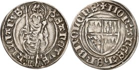 Würzburg-Bistum. 
Gottfried IV. Schenk von Limpurg 1443-1455. Konv.-Schilling o.J. (1443) 2,17g Hl. Kilian steht in Bischofsornat v.v. / Wappenschild...