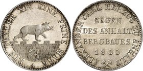 Anhalt-Bernburg. 
Alexander Carl 1834-1863. Taler 1855 Ausbeute. AKS&nbsp; 16, J.&nbsp; 66, Th.&nbsp; 3. . 

ss-vz
