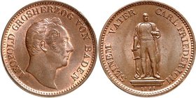 Baden. 
Leopold 1830-1852. Cu-Gedenkkreuzer 1844 Denkmal Carl Friedrich. AKS&nbsp; 112, J.&nbsp; 58. . 

vz-St