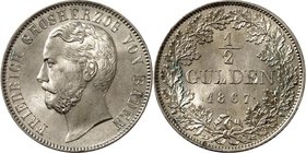 Baden. 
Friedrich I. 1856-1907. 1/2 Gulden 1867. AKS&nbsp; 128, J.&nbsp; 83. . 

St-