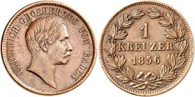 Baden. 
Friedrich I. 1856-1907. Cu- Kreuzer 1856. AKS&nbsp; 131, J.&nbsp; 74. . 

vz