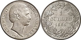 Bayern. 
Ludwig II. 1864-1886. Gulden 1866 Kopf ohne Scheitel. AKS 178, J. 103. . 

vz-