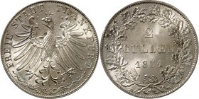 Frankfurt. 
Doppelgulden 1851 Adler. AKS&nbsp; 5, J.&nbsp; 28, Th.&nbsp; 132. . 

min.Rf.,St