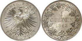 Frankfurt. 
Gulden 1863 (letzte Guldenprägung). AKS&nbsp; 14, J.&nbsp; 38. . 

St
