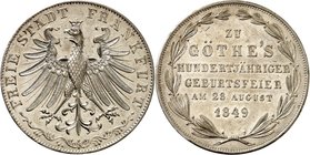 Frankfurt. 
Doppelgulden 1849 Goethe. AKS&nbsp; 41, J.&nbsp; 48, Th.&nbsp; 137. . 

vz