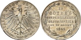 Frankfurt. 
Doppelgulden 1849 Goethe. AKS&nbsp; 41, J.&nbsp; 48, Th.&nbsp; 137. . 

ss-vz
