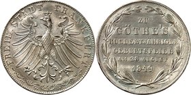 Frankfurt. 
Doppelgulden 1849 Goethe. AKS&nbsp; 41, J.&nbsp; 48, Th.&nbsp; 137. . 

berieben, vz
