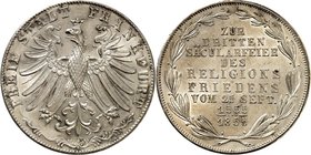 Frankfurt. 
Doppelgulden 1855 Religionsfrieden. AKS&nbsp; 42, J.&nbsp; 49, Th.&nbsp; 135. . 

vz-St