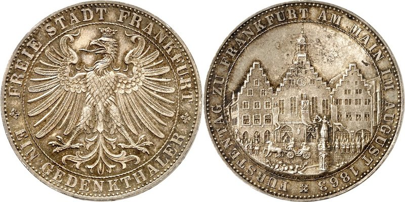 Frankfurt. 
Vereinstaler 1863 Fürstentag. AKS&nbsp; 45, J.&nbsp; 52, Th.&nbsp; ...
