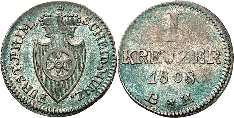 Fürstprimatische Staaten. 
Karl Theodor von Dalberg 1806-1810. Kreuzer 1808. AK...