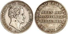 Preussen. 
Friedrich Wilhelm III. (1797-)1806-1840. Taler 1833 Ausbeute Mansfeld. AKS&nbsp; 18, J.&nbsp; 63, Th.&nbsp; 251, Neum.&nbsp; 70. . 

ss