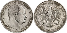 Preussen. 
Friedrich Wilhelm IV. 1840-1861. Vereinstaler 1861 A. AKS&nbsp; 78, J.&nbsp; 84, Th.&nbsp; 262, Neum.&nbsp; 42. . Auflage 10.000. 

ss