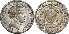 Preussen. 
Friedrich Wilhelm IV. 1840-1861. 1/6 Taler 1842&nbsp;A. AKS&nbsp; 80, J.&nbsp; 68. . 

kl.Fleck,vz-St