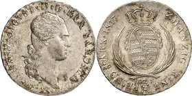 Sachsen, Königreich. 
Friedrich August I. (1763-)1806-1827. 2/3 Taler (1/2 Konv.-Taler) 1817. AKS&nbsp; 32, J.&nbsp; 21. . 

vz