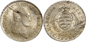 Sachsen, Königreich. 
Friedrich August I. (1763-)1806-1827. 1/6 Taler (1/8 Konv.-Taler) 1808. AKS&nbsp; 37, J.&nbsp; 9. . 

Schrötlf., vz