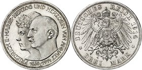 KAISERREICH. 
ANHALT, Herzogtum. 
3 Mark 1914 Silberhochzeit. J.&nbsp; 24. . 

min.Rf.,St-