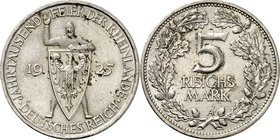 WEIMARER REPUBLIK. 
GEDENKMÜNZEN. 
5 Reichsmark 1925A Rheinland. J.&nbsp; 322. . 

vz