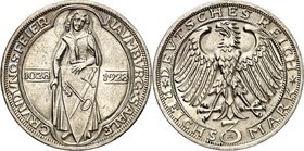 WEIMARER REPUBLIK. 
GEDENKMÜNZEN. 
3 Reichsmark 1928A Naumburg. J.&nbsp; 333. . 

l.Rf.St