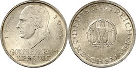 WEIMARER REPUBLIK. 
GEDENKMÜNZEN. 
5 Reichsmark 1929A Lessing. J.&nbsp; 336. . 

vz