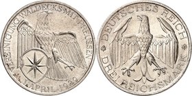 WEIMARER REPUBLIK. 
GEDENKMÜNZEN. 
3 Reichsmark 1929A Waldeck. J.&nbsp; 337. . 

vz-St