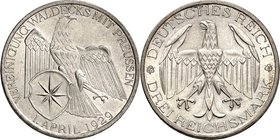WEIMARER REPUBLIK. 
GEDENKMÜNZEN. 
3 Reichsmark 1929A Waldeck. J.&nbsp; 337. . 

vz