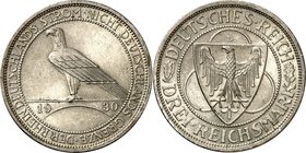WEIMARER REPUBLIK. 
GEDENKMÜNZEN. 
3 Reichsmark 1930D Rheinstrom. J.&nbsp; 345. . 

vz-St