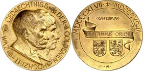 ALTDEUTSCHE LÄNDER und ADEL, 1806-1918. 
HOHENLOHE-SCHILLINGSFÜRST. 
Clodwig 1845-1901. Medaille 1897 (v. A. Marzolff, b. Lauer) a. d. Goldene Hochz...