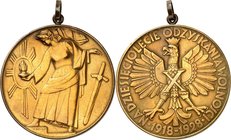 EUROPA. 
POLEN. 
Zweite Polnische Republik 1918-1939. Medaille 1928 (v. T. Breyer) a.d. 10jährige Bestehen d. Republik. Polonia hält n.l. gewandt st...