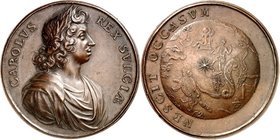 EUROPA. 
SCHWEDEN. 
Karl XI. 1660-1697. Medaille o.J. (19. Jh.) (o. Sign., v. Karlsteen) mit d. Devise d. späteren Nordstern-Ordens. Brb. d. Königs ...